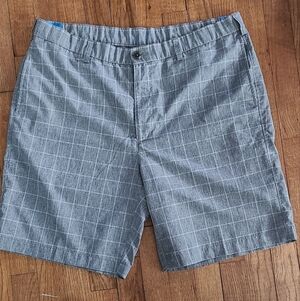 Haggar Simple Plaid‎ Shorts Gray/White Mens
